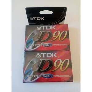 Lot Of 2 TDK D90 Blank Audio Cassette Tapes High Output ICEI/Type I Brand new